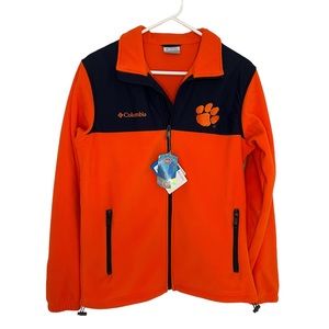 NWT Columbia CLEMSON TIGERS Orange and Navy Fleece Jacket Size Small